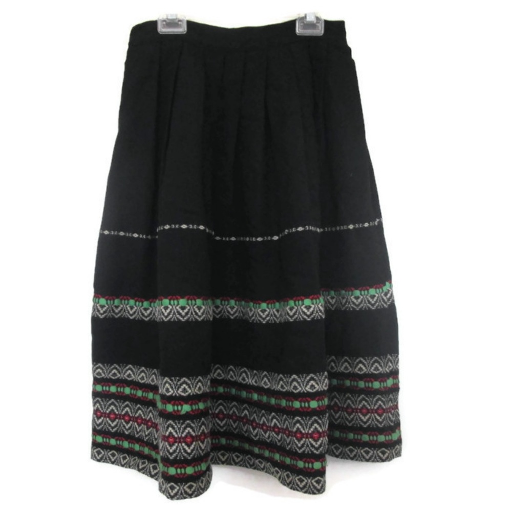 1950s vintage black green red skirt size small 4 6 - Picture 3 of 3